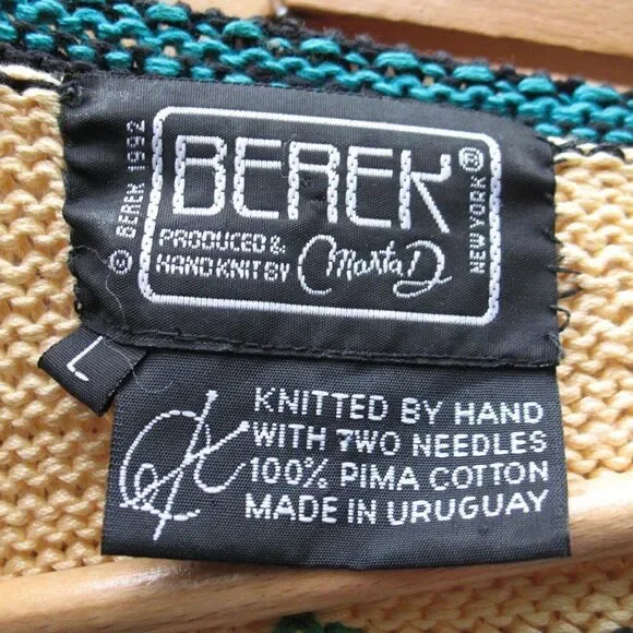 Vintage 90's Hand Knit Berek Pima Cotton Cardigan Sweater - Picture 12 of 12
